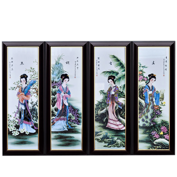 Small zither chess book and painting ceramic wall hanging plates home Jahrriesnge porcelain painting of cna1442