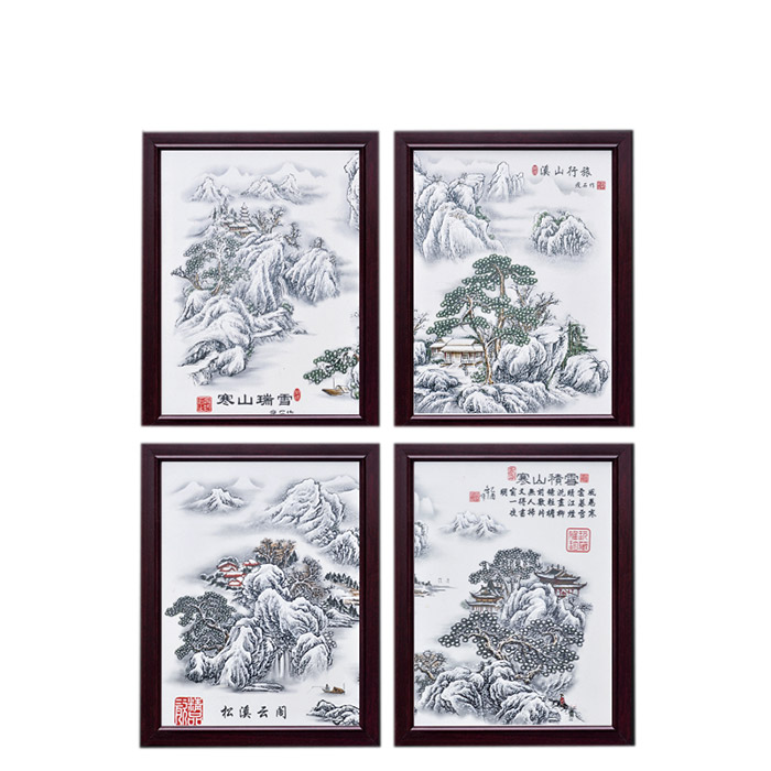 Jingdezhen rectangle snow scenery ceramic wall hanging plates home Jahrriesnge porcelain painting of cna1448