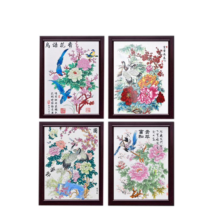 Rectangle birds and flowers ceramic wall hanging plates living room Jahrriesnge porcelain painting of cna1452