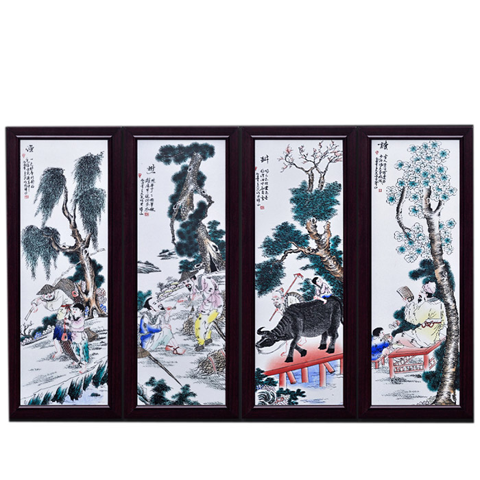 Fishing farming reading and woodcutter ceramic wall hanging plates Jahrriesnge porcelain painting of cna1457