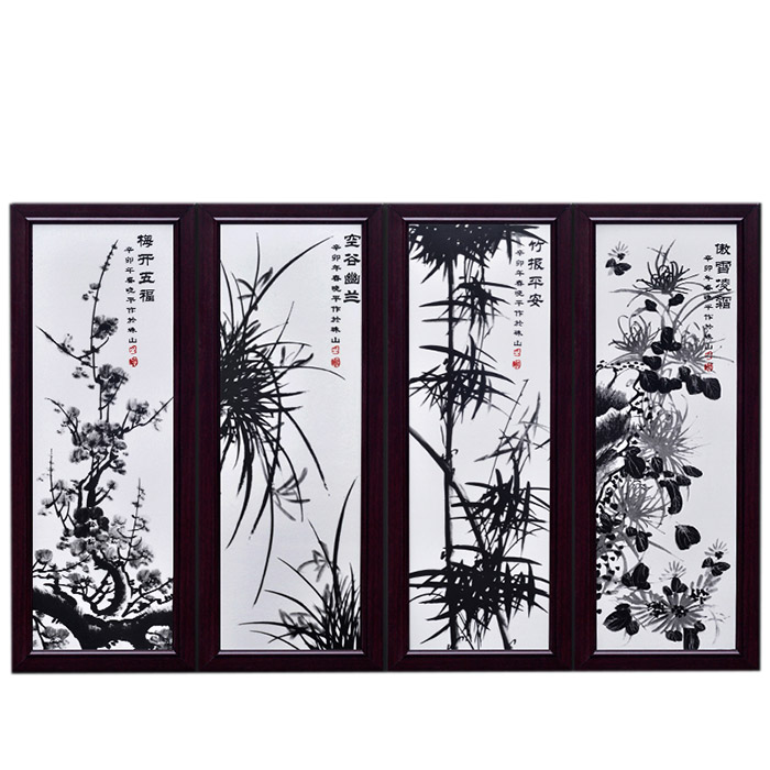 Ink plum orchid bamboo chrysanthemum ceramic wall hanging plates china Jahrriesnge porcelain painting of cna1460