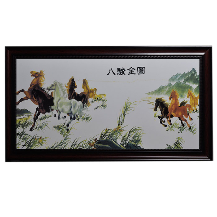 Decorative eight horses painting ceramic wall hanging plates home Jahrriesnge porcelain painting of cna1479