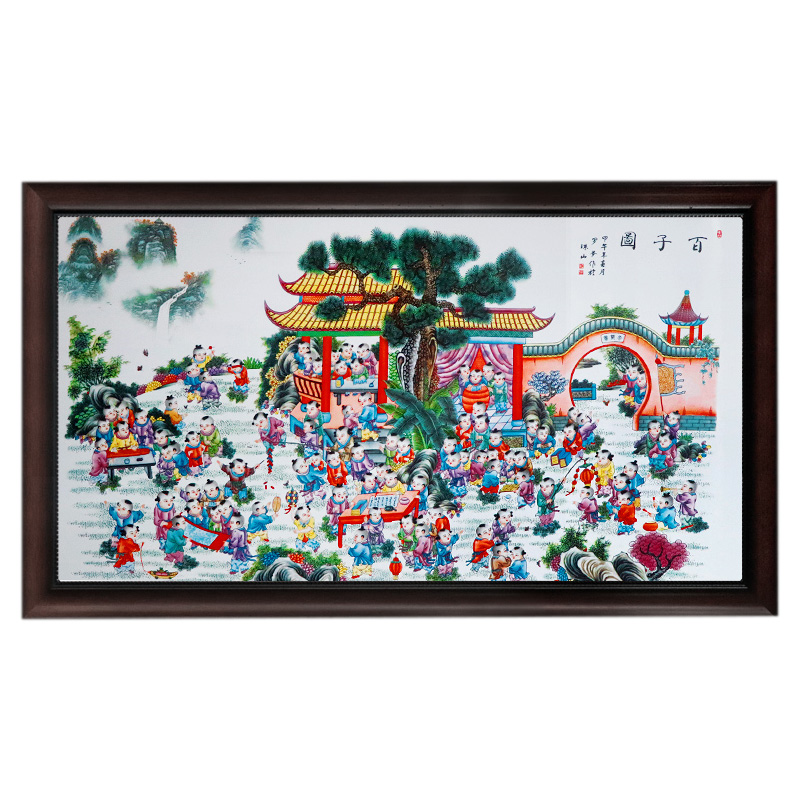 BaiZi children dining room sofa background wall ceramic painting Jahrriesnge porcelain painting of cna1504
