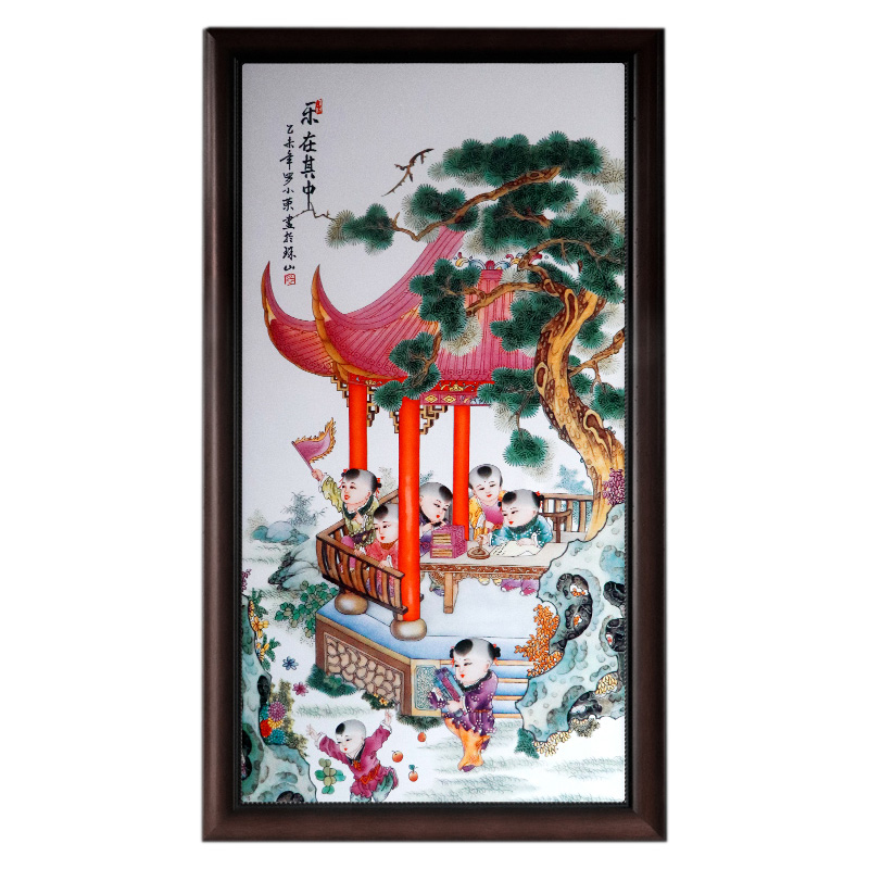 Happy boys dining room sofa background wall ceramic painting Jahrriesnge porcelain painting of cna1511