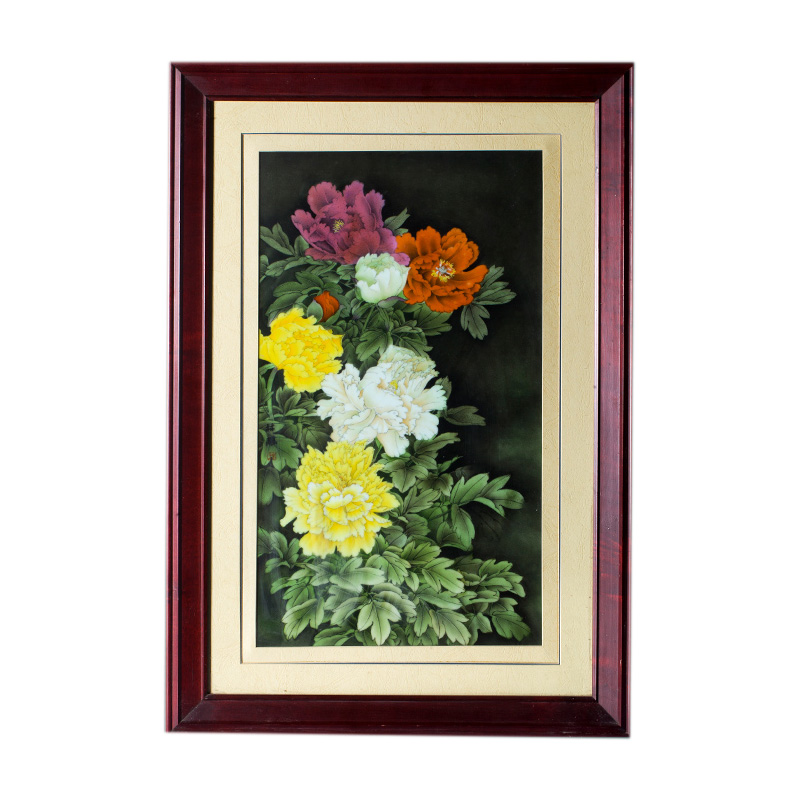 Jingdezhen hand painted peony ceramic plate painting wall background Jahrriesnge porcelain painting of cna1553