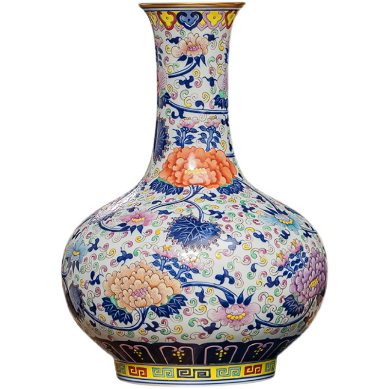 Jingdezhen vintage Qing dynasty hand painted drawing gold ceramic vase Jahrriesnge porcelain of cna1559