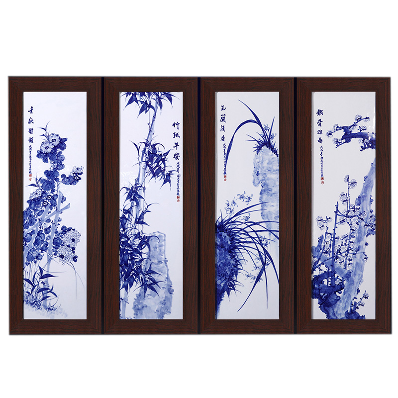 Hand-painted plum orchid bamboo chrysanthemum ceramic hanging painting Jahrriesnge porcelain painting of cna1567