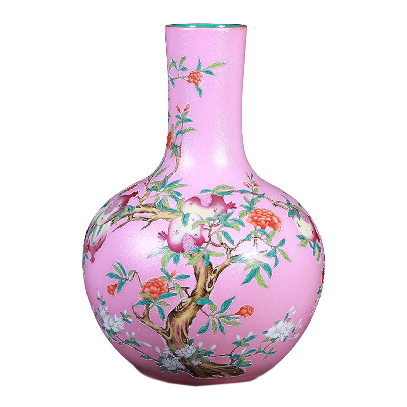 Jingdezhen large hand painted pink ceramic pastel flower vase home Jahrriesnge porcelain of cna1591