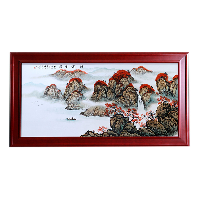Jingdezhen hanging porcelain plate painting landscape background wall Jahrriesnge porcelain painting of cna1615