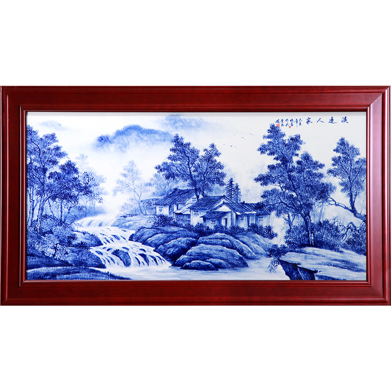 Hand-painted blue and white landscape porcelain plate painting home Jahrriesnge porcelain painting of cna1617