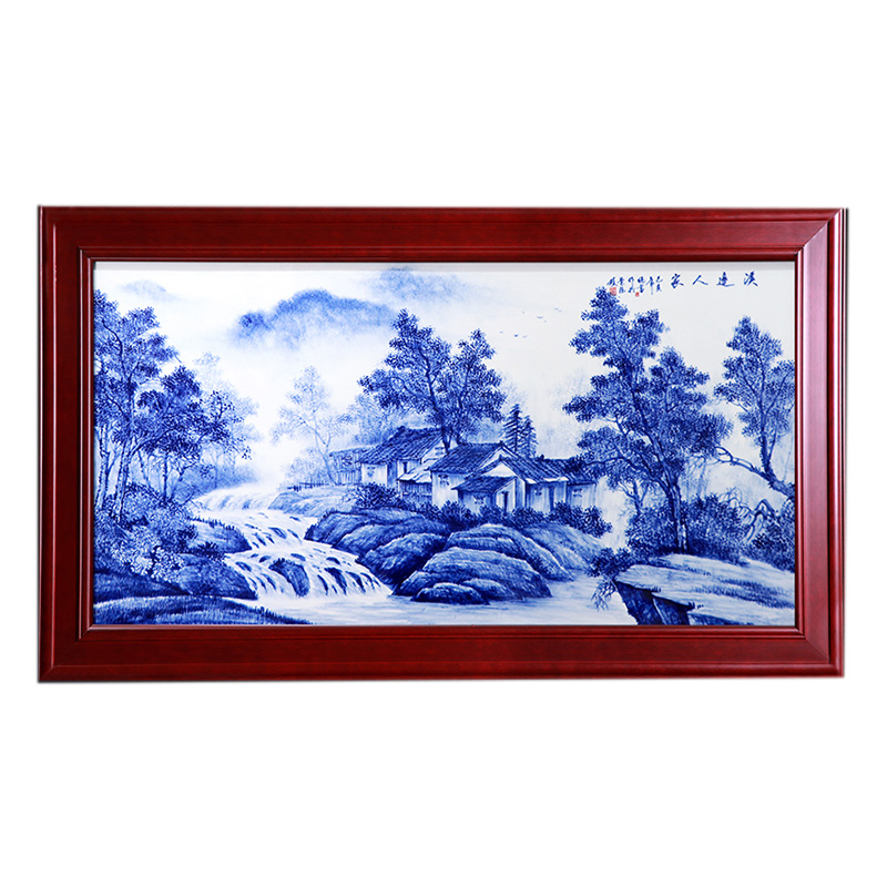 Blue and white landscape porcelain plate painting wall background Jahrriesnge porcelain painting of cna1619
