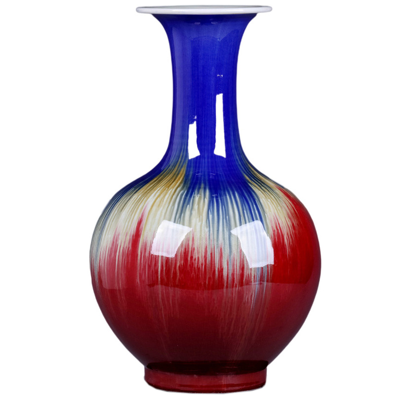 Jingdezhen large red and blue glazed ceramic flower vase living room Jahrriesnge porcelain of cna1671