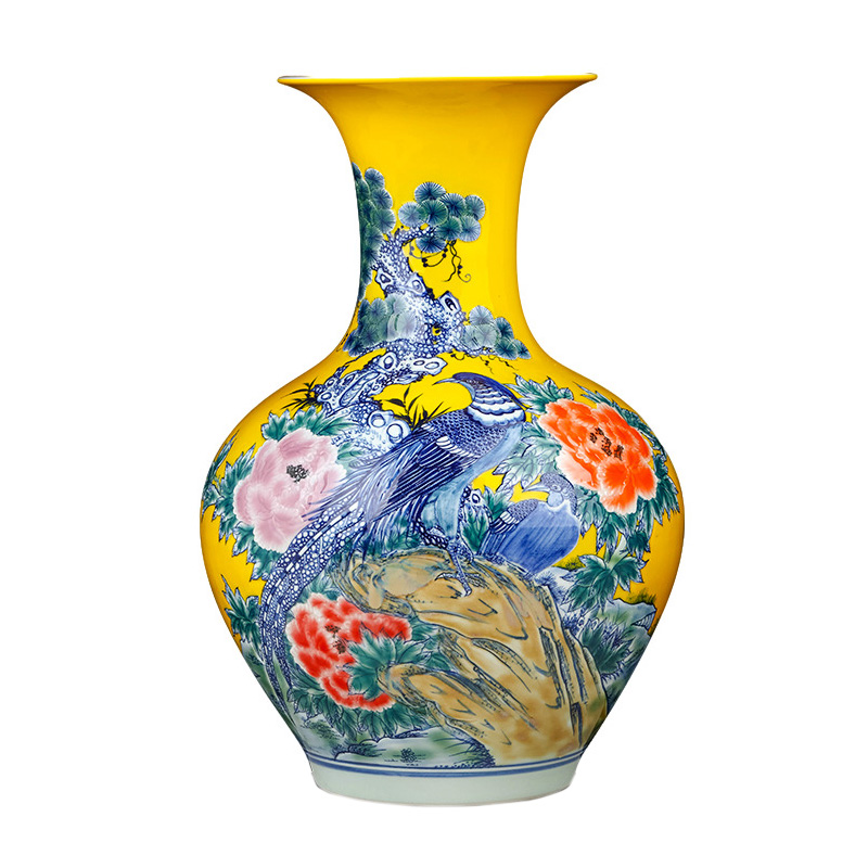 Large blue and white porcelain carving large flower Vase floor Jahrriesnge porcelain of cna1677