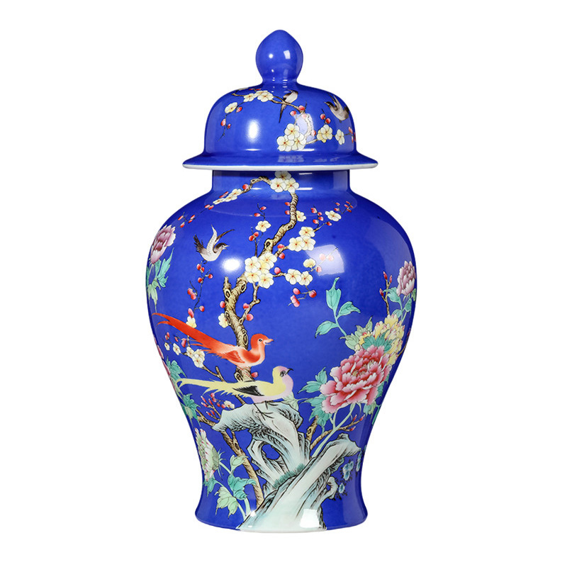 Jingdezhen blue pastel ceramic jar with lid storage jar home kitchen Jahrriesnge porcelain of cna1681