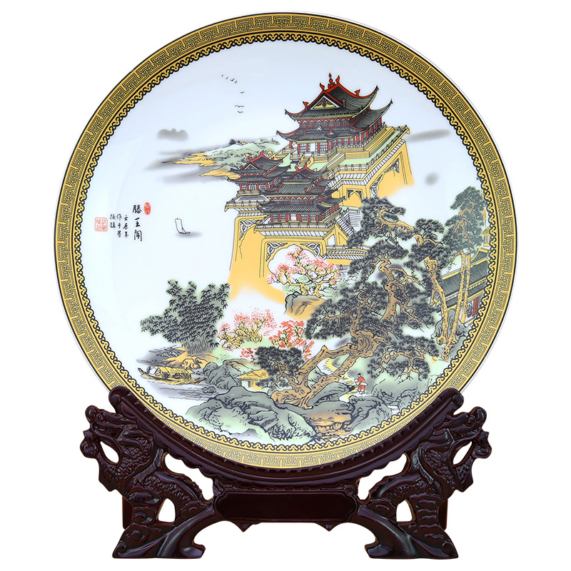 Jingdezhen ceramic plate ornament for living room decorations Jahrriesnge porcelain of cna1686