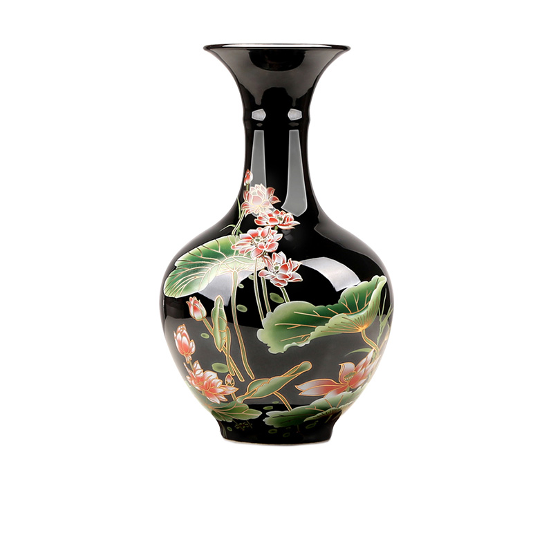Jingdezhen small black ceramic vase ornament decoration living room Jahrriesnge porcelain of cna1692
