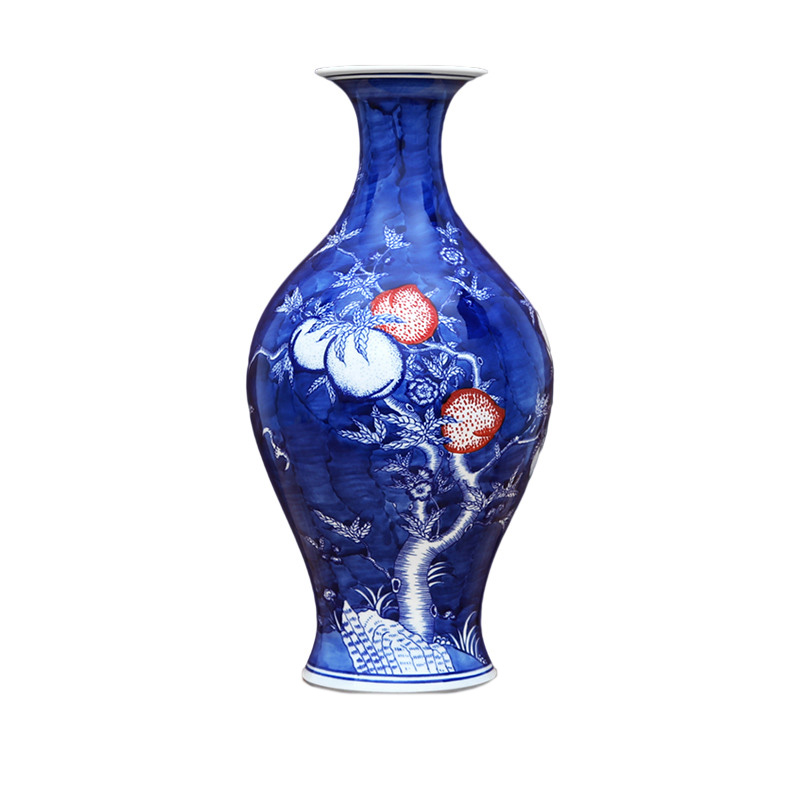 Jingdezhen blue hand-painted blue and white ceramic vase olive shape Jahrriesnge porcelain of cna1694