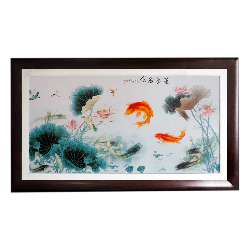 Jingdezhen fish and lotus ceramic plate painting living room home Jahrriesnge porcelain painting of cna1721
