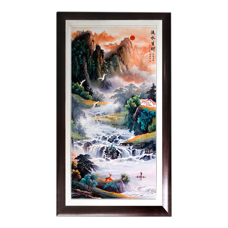 Jingdezhen waterfall landscape ceramic plate painting living room home Jahrriesnge porcelain painting of cna1722