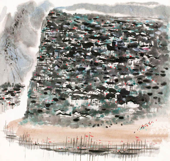 JAHRRIESNGE Landscape of houses lpf09308 